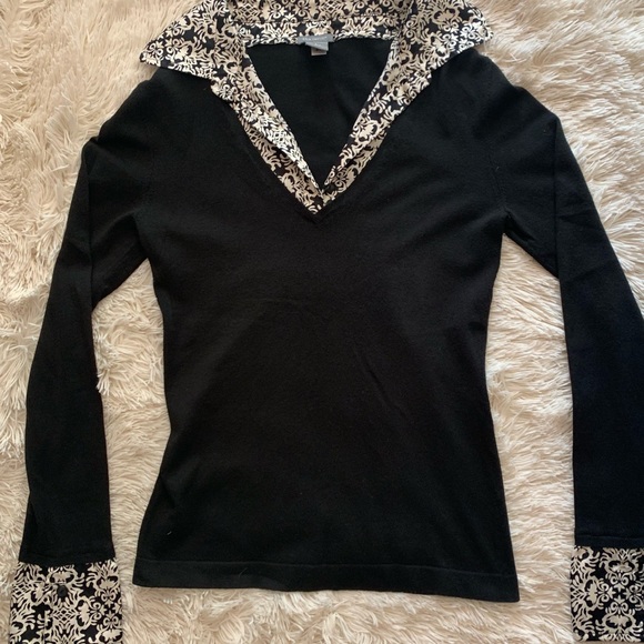 professional black ann taylor long sleeve top - Picture 2 of 4